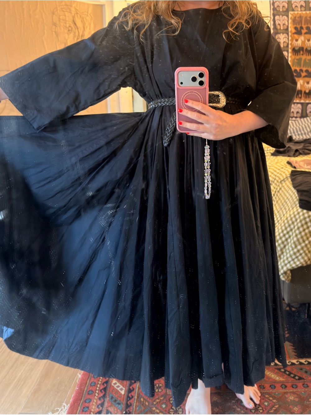 Flowing Black Maxi Dress. Belt not included.